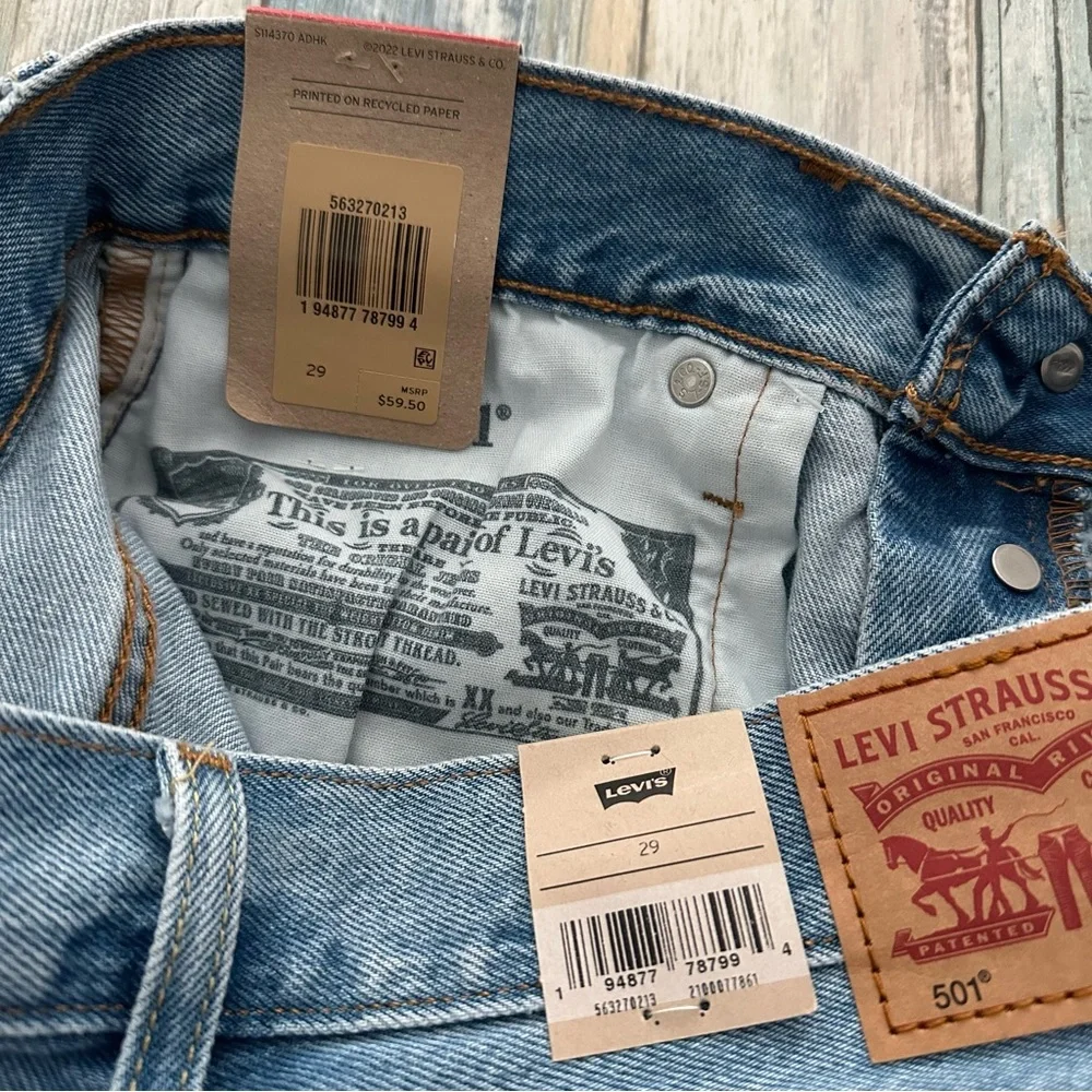 Levi's 501 Shorts Women’s 29 High Rise Distressed Cut Off Denim 56327 Blue NEW - Picture 4 of 11